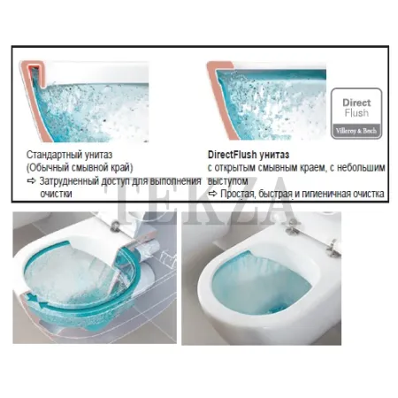 Villeroy & Boch O.NOVO Унитаз подвесной без ободка, сиденье с микролифтом 4601R001, белый глянец