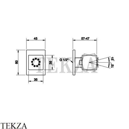Gessi Rettangolo shower Душевая форсунка поворотная 20172-031, хром глянец