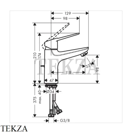 Hansgrohe Novus Loop Смеситель для раковины однорычажный, с донным клапаном 71081000, хром глянец