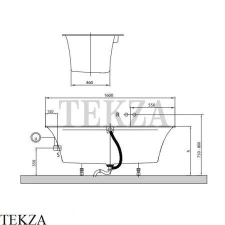 Villeroy & Boch SQUARO EDGE 12 Ванна встраиваемая UBQ160SQE2DV-01, Quaryl, белый глянец