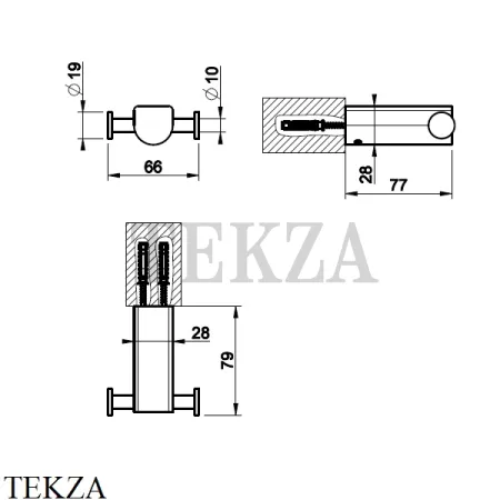 Gessi RILIEVO Крючок двойной для халата и полотенец 59522-031, хром глянец