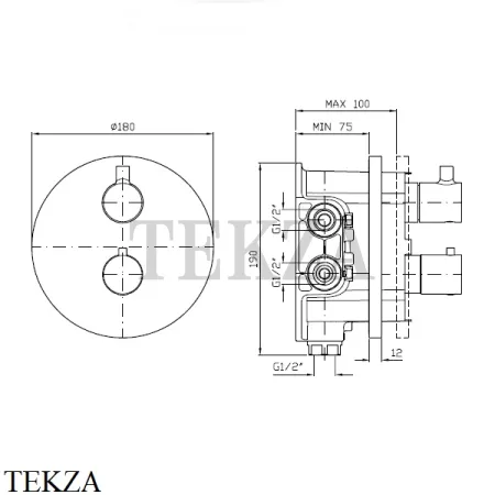 Zucchetti Pan Термостат для душа, 1 выход, внешняя часть ZP6800, хром глянец