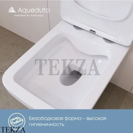 Aqueduto ESTETA Комплект унитаза c инсталляцией, кнопка черный матовый AQDS165, Белый глянец