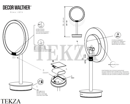 Decor Walther Round Just Look PLUS SR Косметическое зеркало, 5х увел. 0125450, литиевая батарея, белый матовый