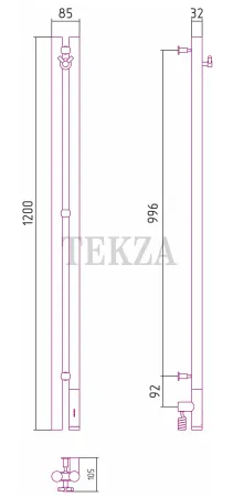 Сунержа Нюанс 3.0 1200 правый полотенцесушитель электрический 30-5843-1253, белый матовый