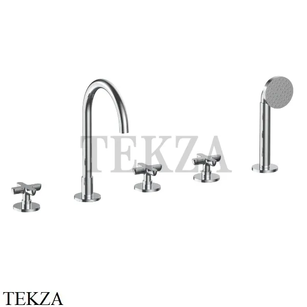 Fantini Icona Classic Смеситель на борт ванны с гарнитуром 5302R065, хром глянец