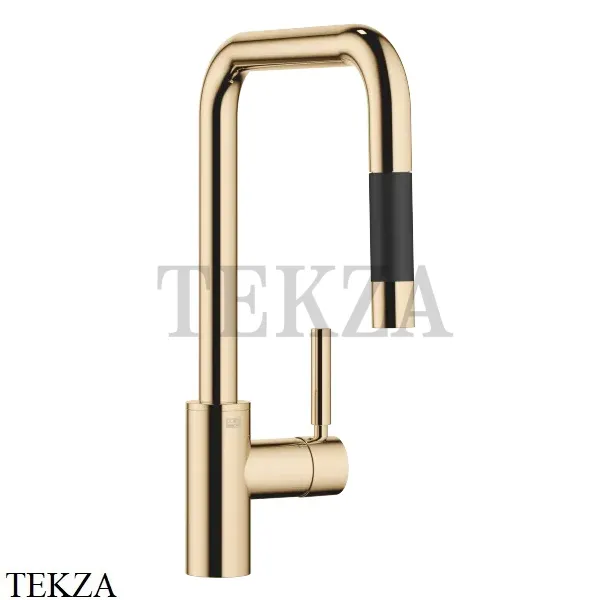 Dornbracht Meta Square Смеситель для кухни Pull-down функцией душа 33870861-09, латунь глянец (23kt Gold)