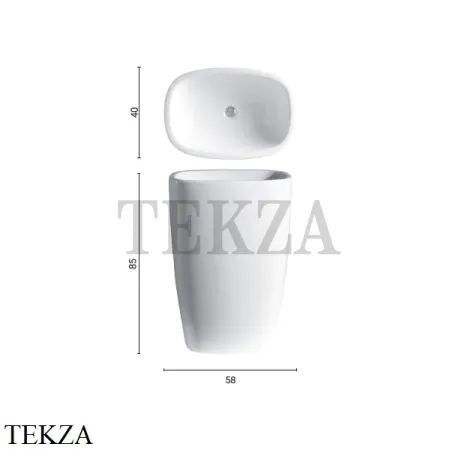 NIC Design Milk Раковина напольная овальная, слив в стену 001 290 001, белый глянец