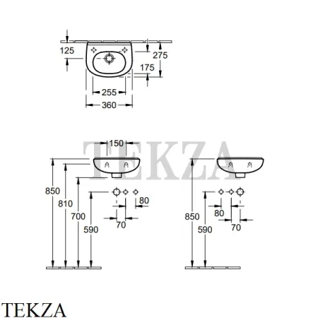 Villeroy & Boch O.NOVO Раковина компактная , с переливом 53603601, белый глянец