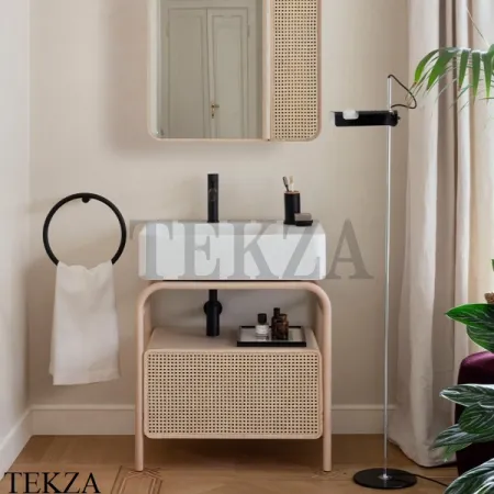 CIELO MARCEL Консоль напольная с ящиком Tinto naturale, раковина Corallo
