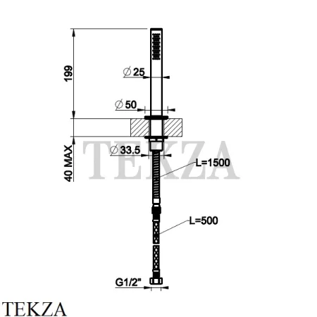 Gessi 316 BATH Душевой комплект на борт ванны 54127-239, Steel Brushed