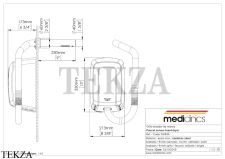 Mediclinics ALL-IN-ONE Cушилка для рук, кран для воды, дозатор жидкого мыла UCM093A, хром глянец