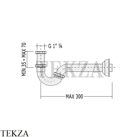 Devon&Devon Сифон трубчатый для раковины или биде s-образный DDA325, золото светлое глянец