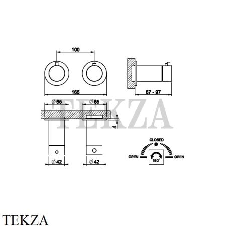 Gessi 316 SHOWER Термостат для душа на 2 выхода, внешняя часть 54234-726, Warm Bronze Br.