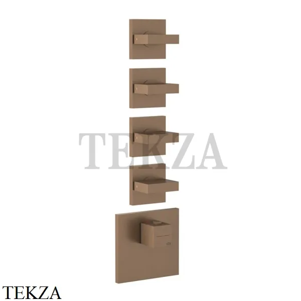 Gessi Rettangolo Wellness Термостат на 4 выхода, внешняя часть 43218-708, Copper Brushed