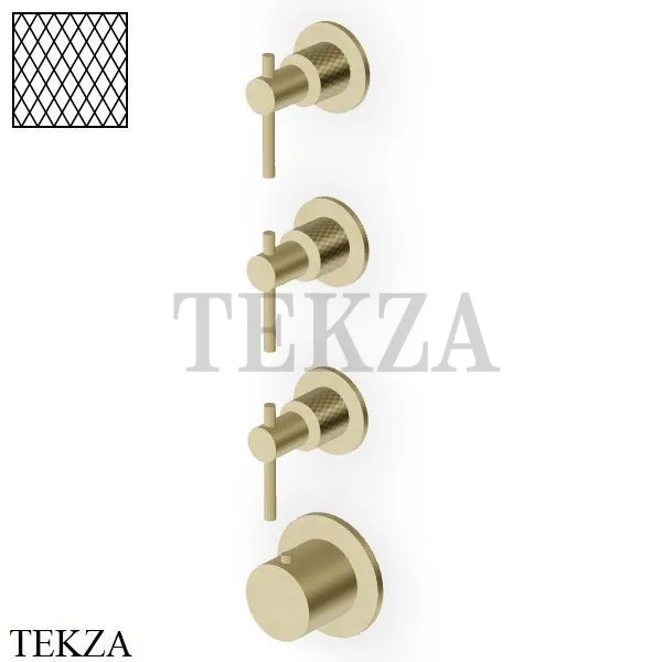 Zucchetti Helm Diagonal Термостат для душа на 3 потока, внешняя часть ZHL803.XP31G3, brushed british gold PVD
