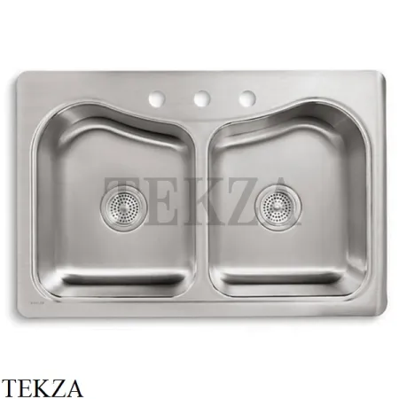 Kohler Staccato Мойка для кухни с 3 отв. под смеситель K-3369-3-NA, нержавеющая сталь