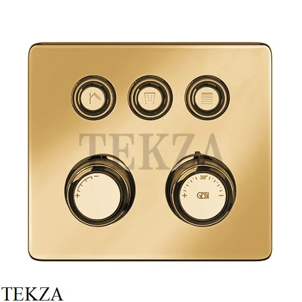 Gessi VENTI20 Термостатический смеситель на 3 потока, внешняя часть 65234-727, Brushed Brass