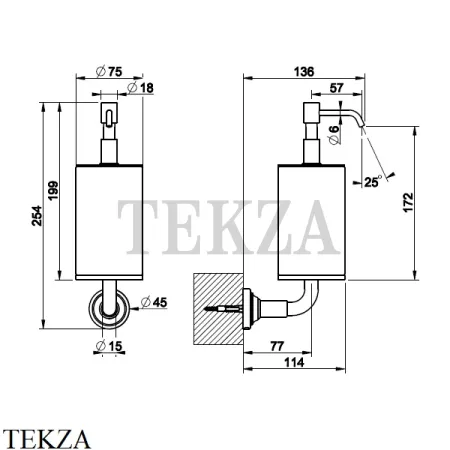 Gessi VENTI20 Дозатор для жидкого мыла настенный белый 65413-720, Nickel PVD