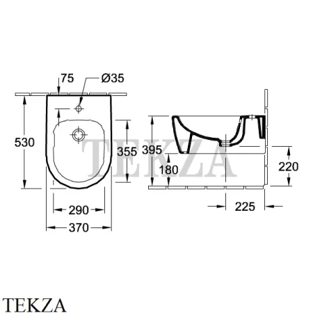 Villeroy & Boch AVENTO Биде подвесное, 1 отверстие 54050001, белый глянец