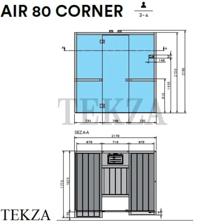 Effegibi AIR 80 CORNER Сауна домашняя финская или BIO осина натуральная SA91800001