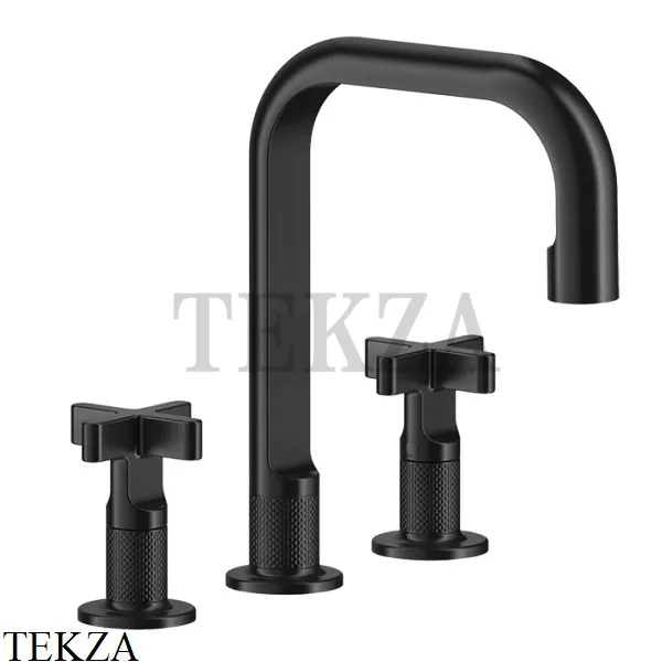 Gessi INCISO+ Смеситель для раковины 3 отверстия, средний, с донным клапаном 58113-299, Black XL