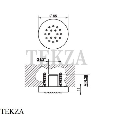 Gessi INCISO SHOWER Боковая форсунка круглая 32971-707, Black Metal Brushed