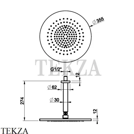 Gessi 316 SHOWER Верхняя душевая лейка с потолочным креплением 54152-299, Black XL
