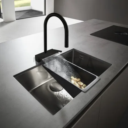 Hansgrohe Aquno Select M81 Смеситель для кухни с выдвижной лейкой 3jet 73831670, черный матовый