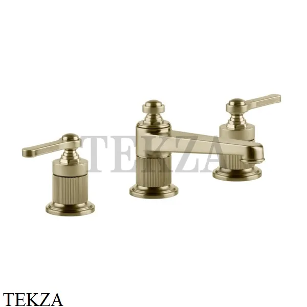 Gessi VENTI20 Смеситель для раковины на 3 отверстия низкий, без донного клапана 65013-727, Brushed Brass