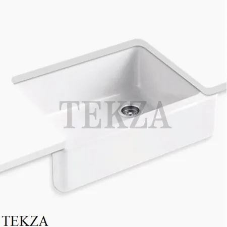 Kohler Whitehaven Мойка для кухни встраиваемая снизу с широким фартуком, чугун K-6487-0, белый глянец