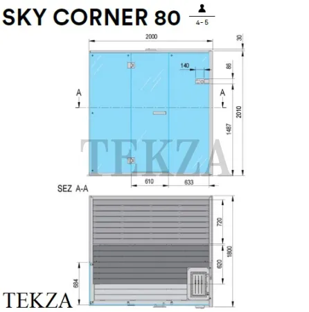 Effegibi SKY CORNER 80 Сауна домашняя финская или BIO SA55410033