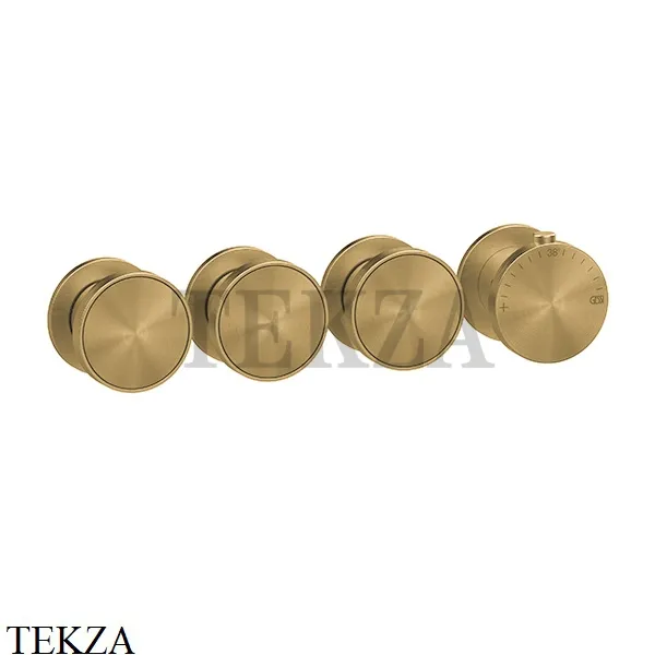 Gessi Origini ACCENT Термостат для душа 3 потока, внешняя часть 66336-727, Brushed Brass