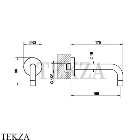 Gessi Emporio Via Tortona Излив для раковины средний 16 см 38780-031, хром глянец