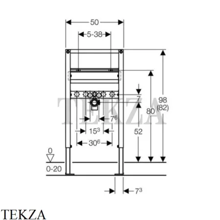 Geberit Duofix Монтажный элемент для раковины 82–98 см, вертикальный смеситель 111.490.00.1