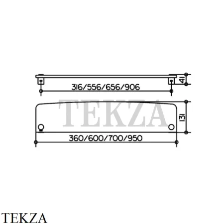 Keuco Elegance Полочка из кристаллина, без зеленого канта, без держателей 11610005600, хром глянец