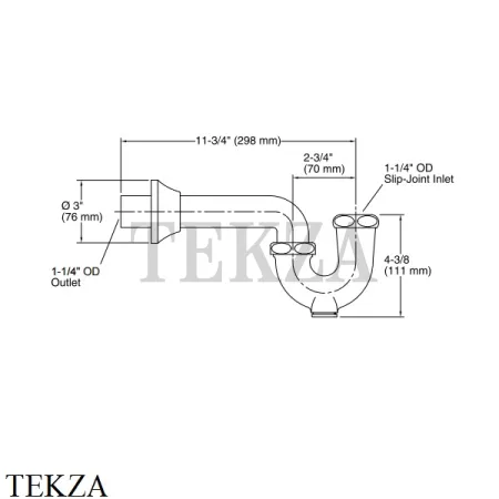 Kohler Сифон трубчатый для раковины короткий K-8998-CP, хром глянец
