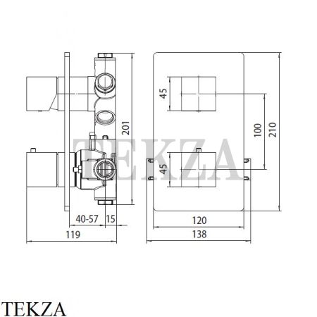 Bossini CUBE Термостат для душа, на 2,3,4,5 выходов, внешняя часть Z00061.030, хром глянец