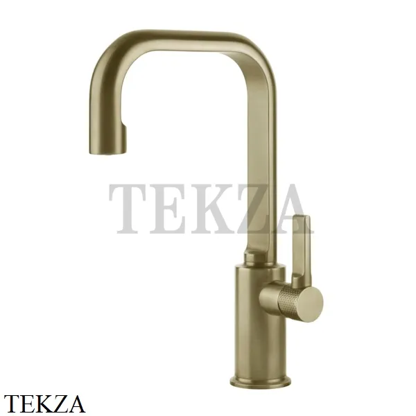 Gessi INCISO Смеситель для раковины высокий, ручка сбоку, без гарнитура 58006-727, Brushed Brass