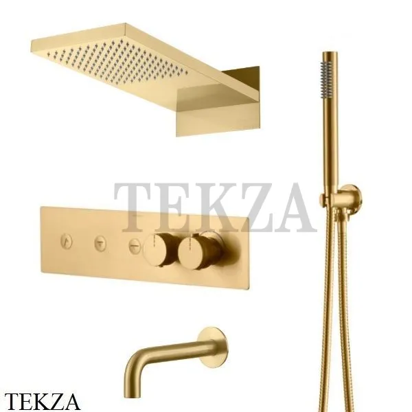 Boheme FUSION Termo Термостат для душа, 3 потока, излив, верхний душ, гарнитур 131-2-MG, Matt Gold