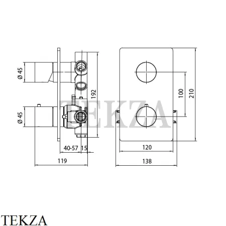 Bossini Teo Термостат для душа, на 2,3,4,5 выходов, внешняя часть Z00002.030, хром глянец
