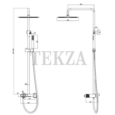 Boheme Stick Стойка-колонна для душа с изливом каскад Stick 128-NB.2 Nikel Brush c ручкой TOUCH