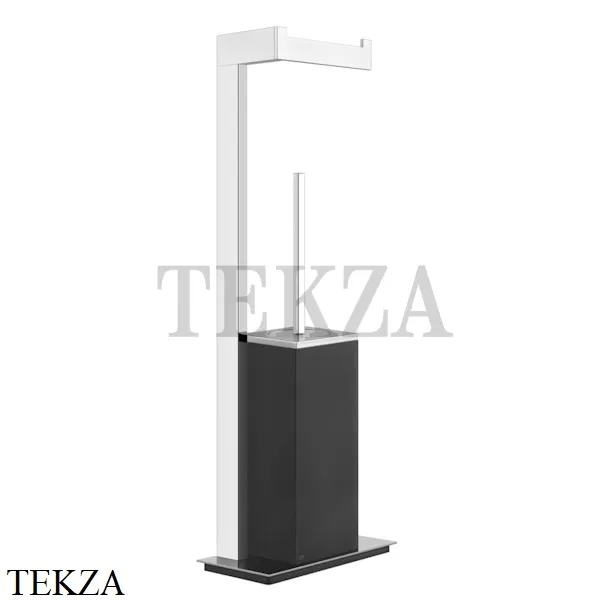 Gessi Rettangolo Стойка напольная с бумагодержателем и ершиком, черный 20934-031, хром глянец