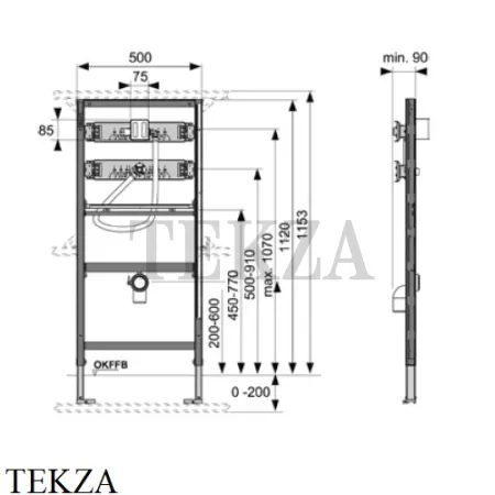 TECE Застенный модуль, инсталляция для писсуара 9320008