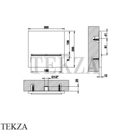 Gessi CASCATA Каскадный излив настенный плоский 20295#299, Black XL