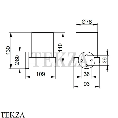 Keuco EDITION 90 Стакан подвесной с держателем, хрусталь 19050019000, хром глянец