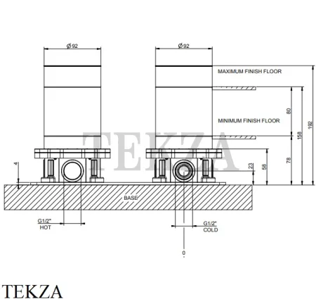Gessi Встраиваемая часть для напольного смесителя для ванны 58099-031, (снят с производства)