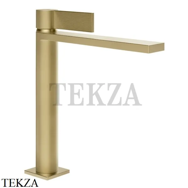 Gessi Inverso RIGATO Смеситель для раковины средний, с донным клапаном 73555-727, Brass Brushed