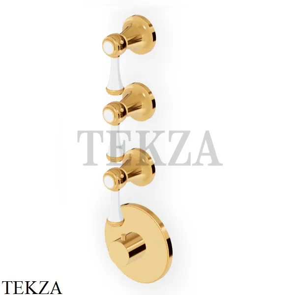 Zucchetti Agora Classic Термостат для душа, 3 выхода, внешняя часть ZAM661.C40, золото глянец