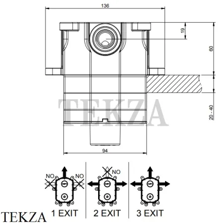 Gessi Скрытая часть для термостата 09269-031 для душа на 1, 2, 3 выхода